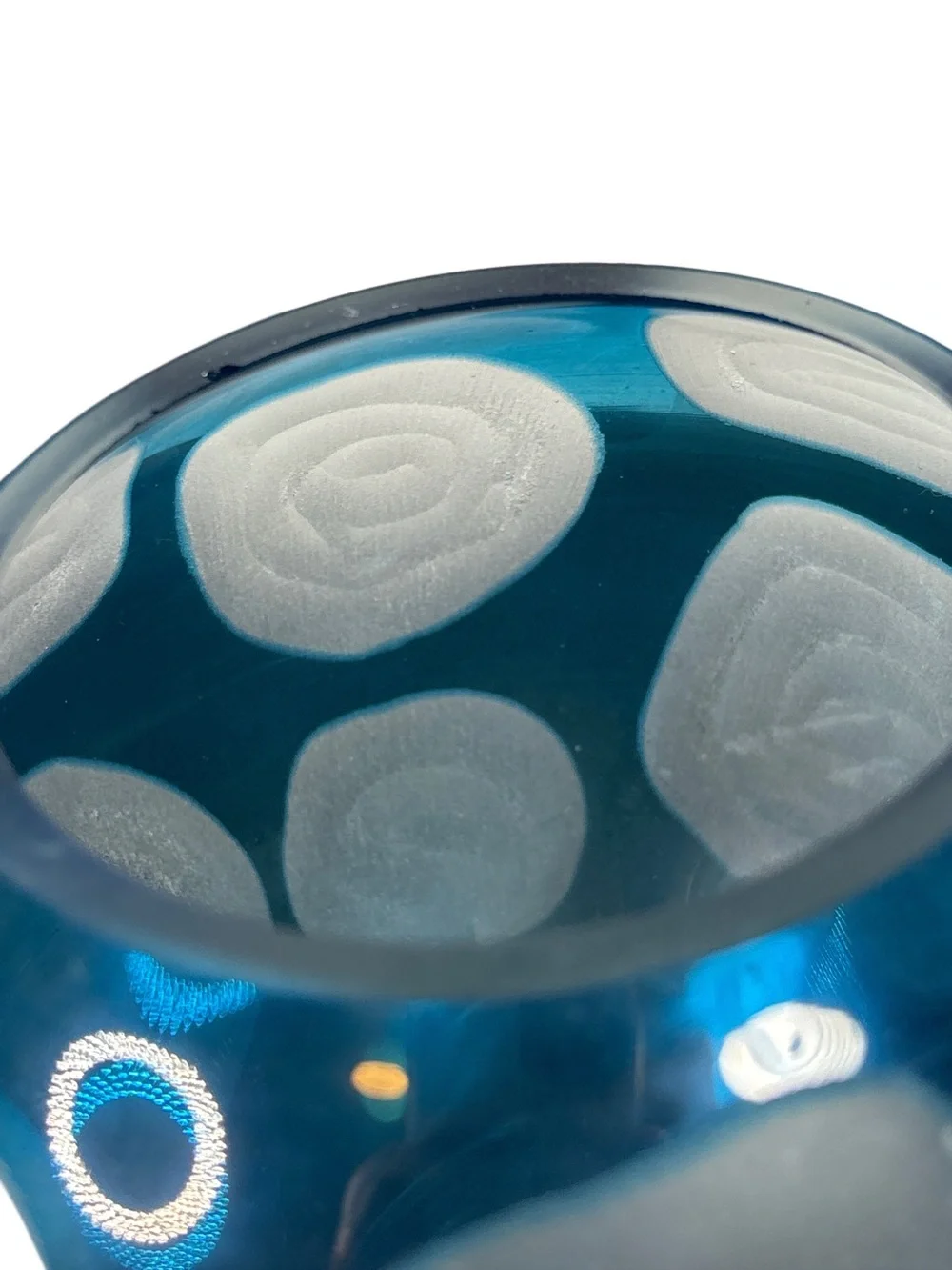 Vntg Aqua Blue and White Bubble Vase